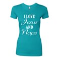 thumbnail image 2 of Wild Bobby I Love Jesus and Naps Inspirational/Christian Women Slim Fit Junior Tee, Tahiti Blue, Large, 2 of 5