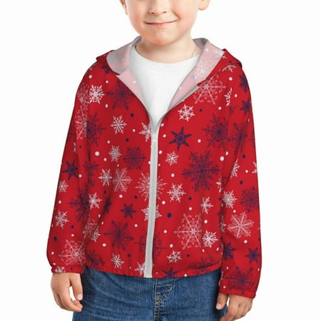 

Sun Hoodie for Kids Snowflake Symphony Long Sleeve Swim Fishing Shirts Sun Protection Zip Up Jacket Clothing Athletic Hoodie