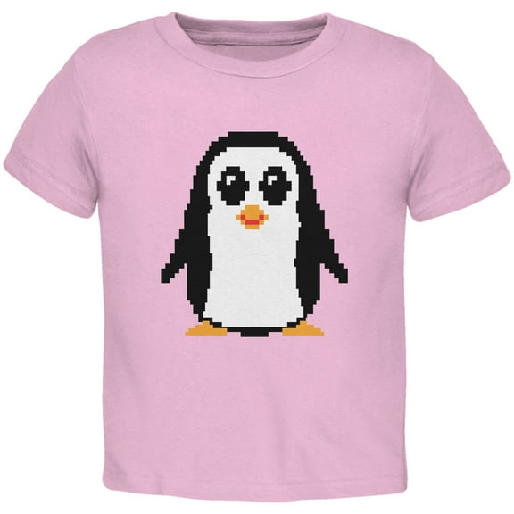 8 Bit Penguin Light Pink Toddler T-Shirt - 4T