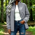 thumbnail image 3 of XUNKUSGA Rain Jacket Women Waterproof Fashion Full Zip Stand Collar Womens Windbreaker Jacket Casual Loose Women Rain Jacket with Adjustable Hem Drawstring,Gray,XL, 3 of 9