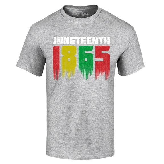 Shop4Ever Men's Juneteenth 1865 Dripping June 19th Graphic T-shirt XXX-Large Sports Grey