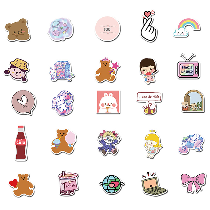 party yeah 50pcs korea ins bear girls stickers for diy skateboard guitar motorcycle laptop walmart com