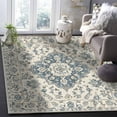 thumbnail image 5 of Area Rugs Indoor Non-Slip Rectangle Rug 5x7 Ft Vintage Bohemian Distressed Floral Print Farmhouse Navy Beige Rug Rubber Backing Floor Mats Non Shedding Home Decor Carpet for Entryway Living Room, 5 of 8