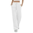 thumbnail image 6 of Resicozy Women's High Waisted Straight Leg Sweatpant Comfy Drawstring Workout Solid Sweat Pants with Pocket Fashion Casual Pant White S, 6 of 6