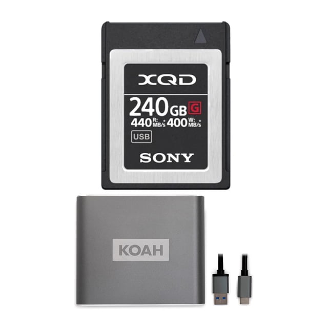 Tarjeta de memoria Sony XQD Serie G de 240 GB con lector USB 3.1 tipo C