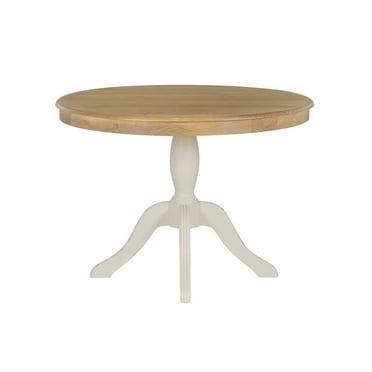 Linon Tobin Pedestal Dining Table, Natural And White