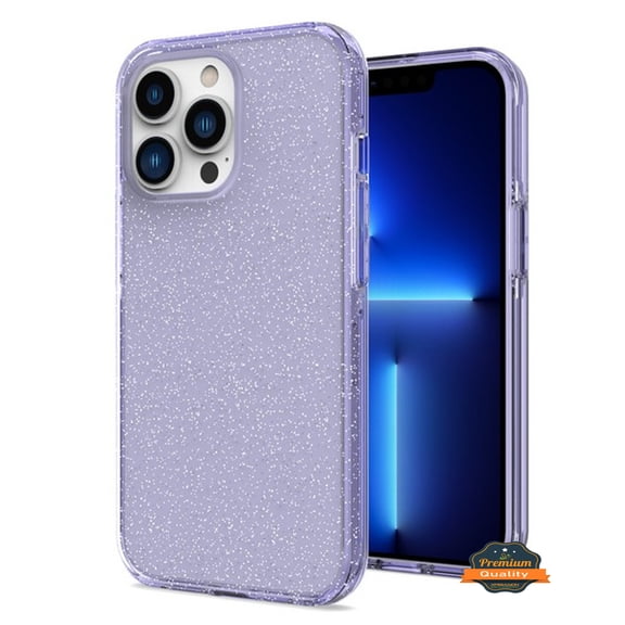 For Apple iPhone 13 (6.1") Glitter Sparkle Bling Shiny Thin Slim Hybrid Shockproof Rubber Silicone Soft TPU Gel Protective Phone Case Cover by Xpression [Purple]