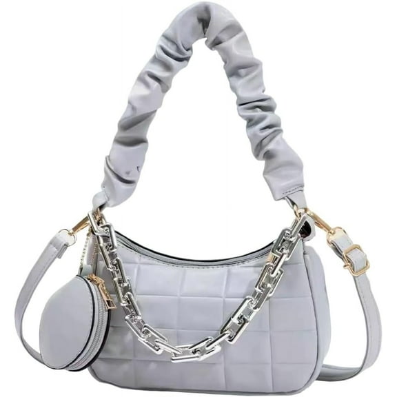 Kukuzhu Tote Bag for Women Small PU Leather Shoulder Bag Fashion Casual Cream Bag Purse