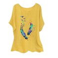 thumbnail image 2 of Fiudx Ropa de Mujer Blusas Superiores de Manga Corta con Cuello Redondo y Estampado I de Algodón y Lino para Mujer a La Moda, 2 of 4