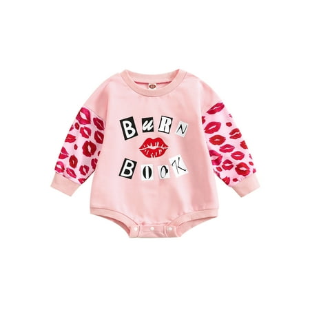 

Newborn Baby Girl Valentines Day Outfit Crewneck Sweatshirt Long Sleeve Romper Oversized Onesies Spring Clothes
