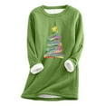 thumbnail image 2 of Meichang Chandail en Molleton pour Femmes Grande Taille Graphique Arbre de Noël Doublé Sherpa Chandail d'Hiver Chaud à Manches Longues Col Rond Vert m, 2 of 4