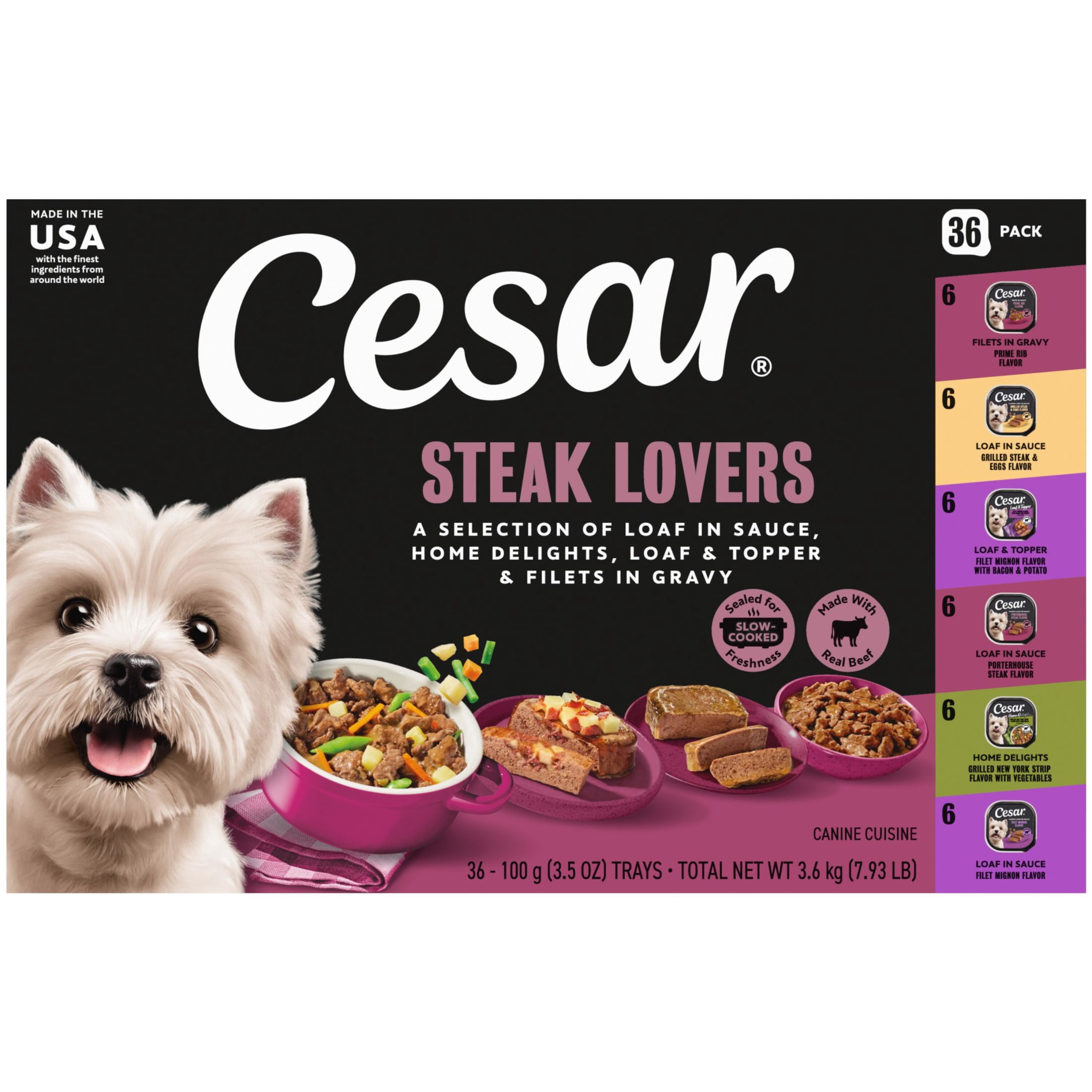 Cesar Wet Dog Food Variety Pack 3.5 Oz Trays Soft Gourmet Meal for