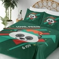 thumbnail image 3 of Ambesonne Christmas Emoji Fitted & Top Sheet Set with Shams, Panda Love Peace, Hunter Green Pale Grey, 3 of 5