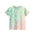 thumbnail image 3 of Abcomgle Girls Summer Tshirts 4-16 Crewneck Daisy Flower Print Girls Shirts Short Sleeve Toddler Girls T-Shirts Summer Cute Cotton Toddler Tops Girls, 3 of 5