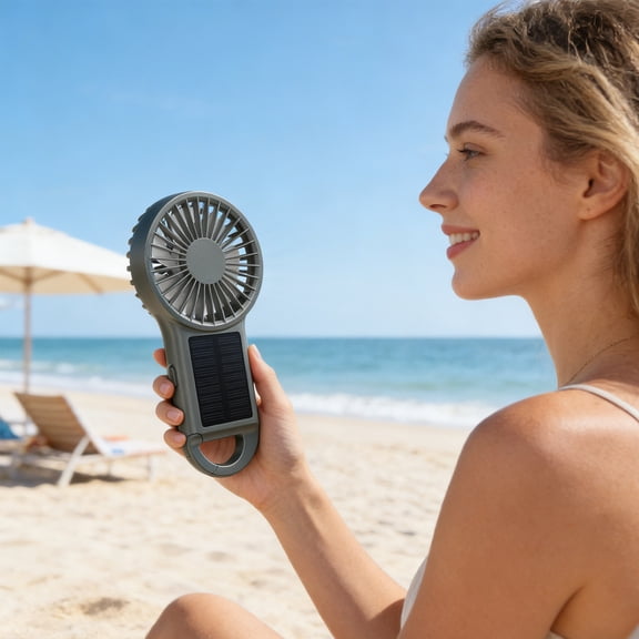 Eolstice Portable Fan USB Type Compact Rechargeable, High Speed Solar Powered Outdoor Power Supply, Personal Cooling Fan, for Camping, Travel, Sturdy