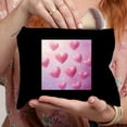 thumbnail image 3 of Pratyus Pink Love Canvas Cosmetic Bag Tote Bag for Women - Hearts Romanticism Theme, Travel Essentials Ladies Accessories Black, 3 of 6