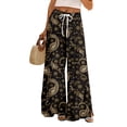 thumbnail image 2 of Dress Pants Women Petite High Waisted Wide Leg Summer Beach Vacation Pants Boho Lounge Casual Palazzo Trousers, 2 of 8
