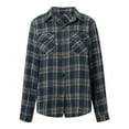 Xzfhgjd Womens Casual Roll Up Long Sleeve Boyfriend Plaid Button Down