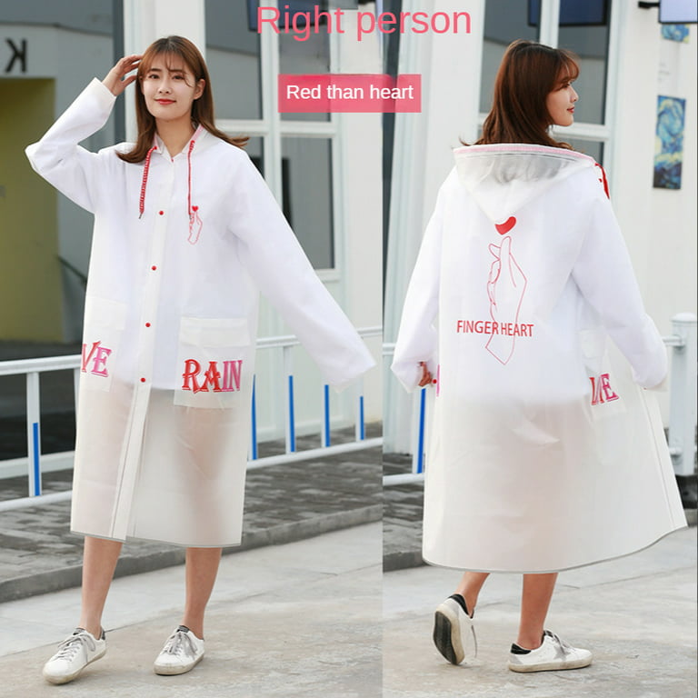 Homgreen Durable TPU Clear Rain Coat for Adults - Women and Men Fashion Hooded Rain Poncho, Men's, Size: Medium, Pink