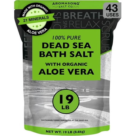 Aromasong Dead Sea with Organic Aloe Vera Bath Salt Soak 19 lbs Bulk Pack