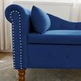 thumbnail image 5 of Chaise Chair, Storage Chaise Lounge Indoor, Modern Upholstered Sofa Recliner Lounge Chair for Living Room Bedroom Office, Navy Blue Velvet, 5 of 7