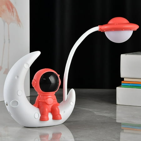 

HJHSFKKKD Cartoon Spaceman Astronaut Eye Desk Lamp Cartoon Moon Lamp Led Learning Eye Rechargeable Desk Lamp Wireless Bedside Lamp Cute Creative Children Night Lamp