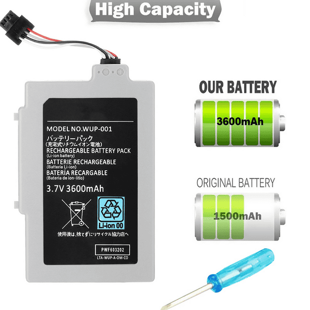 3600mah Rechargeable Battery For Nintendo Wii U Gamepad Controller Replacement Walmart Com Walmart Com