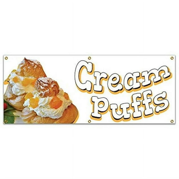 SignMission B-72 Cream Puffs19 72 in. Concession Stand Food Truck Single Sided Banner - Cream Puffs