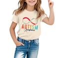 thumbnail image 2 of Girls T Shirts Boys Autism Awareness Print Short Sleeve Crewneck Tee Girls Tops Beige 1-2 Years, 2 of 5