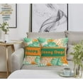 thumbnail image 3 of Decorative Pillow Covers 18x18 Tropical Leaves Pillow Cover Summer Green Palm Leaf Pillow Cases Set of 2 Square Happy Time Pillowcase Cotton Linen Outdoor Cushion Cover for Sofa(Sunny 2), 3 of 6
