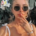 thumbnail image 3 of Dama Hexagonal lente plana gafas de sol masculino femenino moda Vintage estilo gafas de los hombres mujeres cuadrado Metal al aire libre parasol gafas de sol, 3 of 4