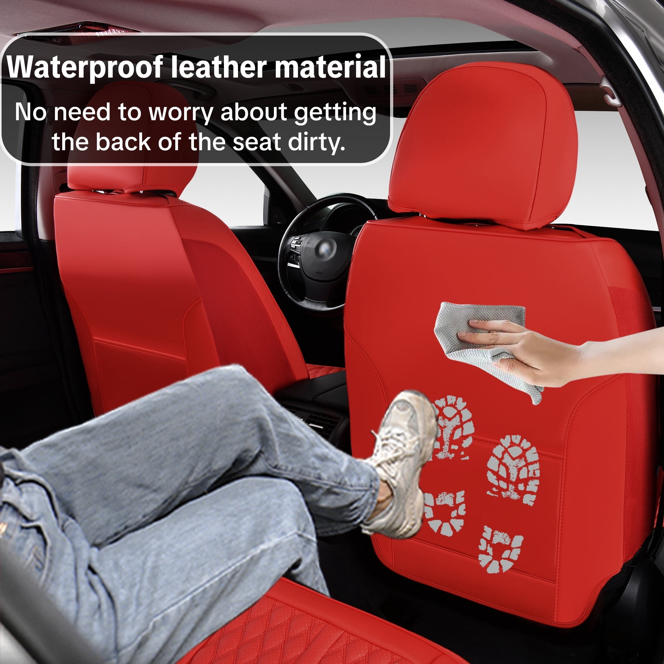 Leather 5 Car Seat Covers For Toyota 99% Models,Car Seat Cushions Full Set,Waterproof Car Sit Protectors,Easy To Install, Suitable For All Seasons.
