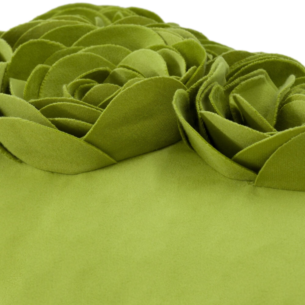 JWH 3D Decorative Grass Green Velvet Flower Throw Pillow Cases for Bed Sofa Chair Decoration 12x20inch
