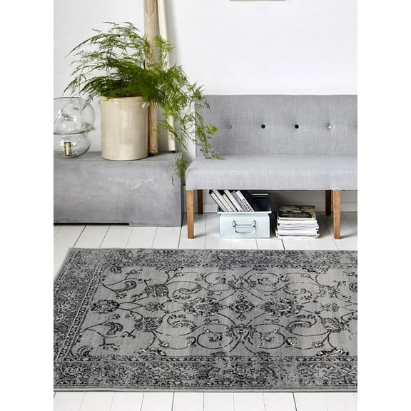 Luxe Weavers Vintage 4535 Distressed Gray 5x7 Area Rug Carpet