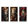 thumbnail image 2 of Designart "Royal Lion Kitten Portrait II" Animals Lion Framed Wall Art Set Of 3 - Brown Lion Frame Gallery Wall Set For Home Decor, 2 of 6