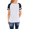 thumbnail image 2 of Nouveau T-Shirt Col Rond pour Femmes Manches Courtes Blouse Décontractée à Blocs de Couleur, 2 of 2