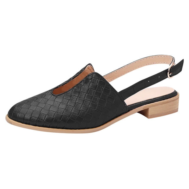 CEHVOM Women's Pointed Flat Shoes Weave Casual Shoes Solid Comfortable Sandals Shoes