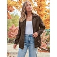 thumbnail image 2 of Womens Oversized Leather Jackets Faux Suede Fall Fashion Coats Winter Outfits Clothes Y2k Tops Dark Brown XL, 2 of 8