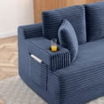 thumbnail image 4 of Boneless Loveseat, 2-Seater Floor Couch with Cup Holders and Side Pockets, Corduroy Fabric No Assembly Sofa for Small Space or Apartment, 66.5 Inch, Blue, 4 of 9