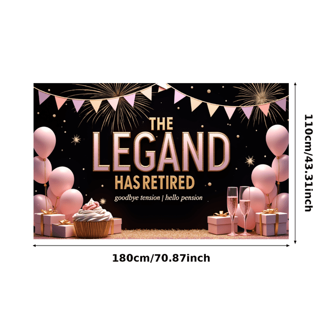 Decorative Design Retirement Banner Festive Pink Balloon Banner Elegant Cupcake Design for Retirement Party Celebration Event Decoration