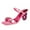 Pink, variant on FSJ Women Elegant Rhinestone Bowknot Square Open Toe Sandals Ankle Strap Chain Block Mid Heel Mules Party Slides Dress Shoes Size 4 Black