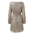 thumbnail image 4 of Sngxgn Women's Short Sleeve Lace Dress Crew Neck Knee Length for Party(Khaki,L), 4 of 6