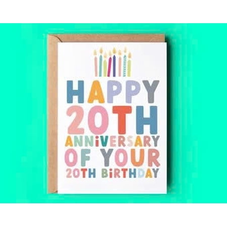 Happy 20th Anniversary of Your 20th Birthday Card – Colorful Design with Candles – Perfect for Celebrating Milestones and Special Occasions