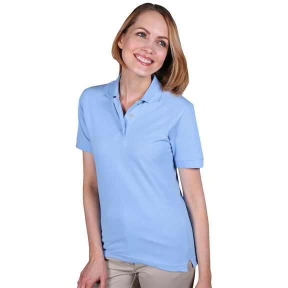 BlueGeneration Ladies Short Sleeve Teflon Treated Piques No Pocket - Light Blue Extra Large Solid
