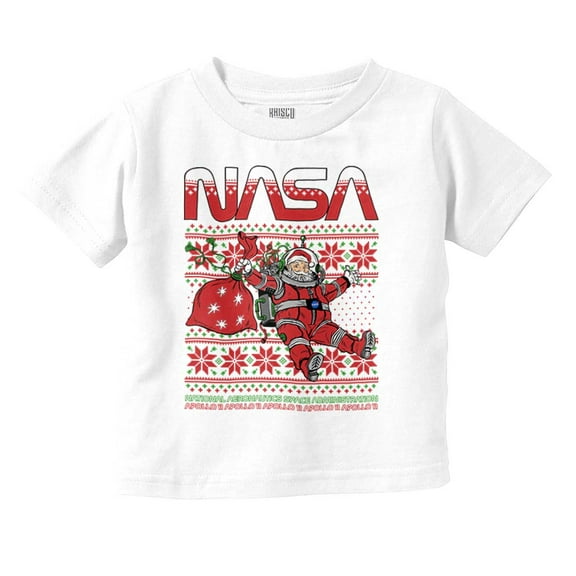 Ugly Christmas Pattern NASA Santa Toddler Boy Girl T Shirt Infant Toddler Brisco Brands 6M