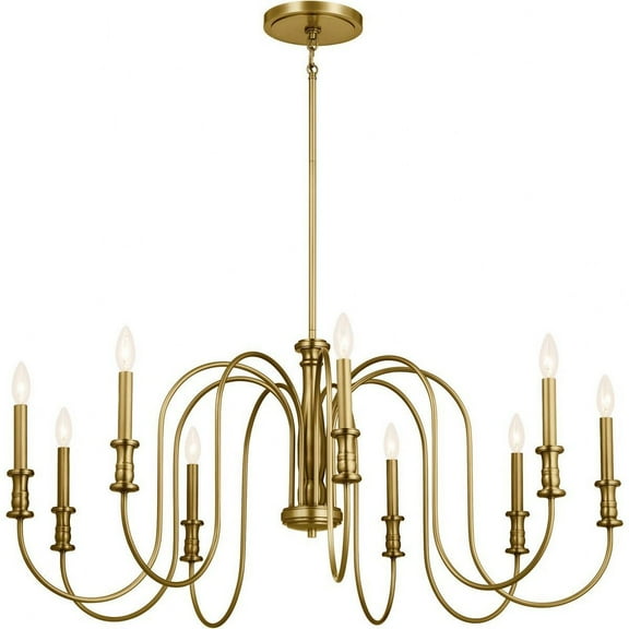 9 Light Large Chandelier In Homestead Style-19.25 Inches Tall And 42 Inches Wide-Natural Brass Finish    -Traditional Installation Kichler Lighting