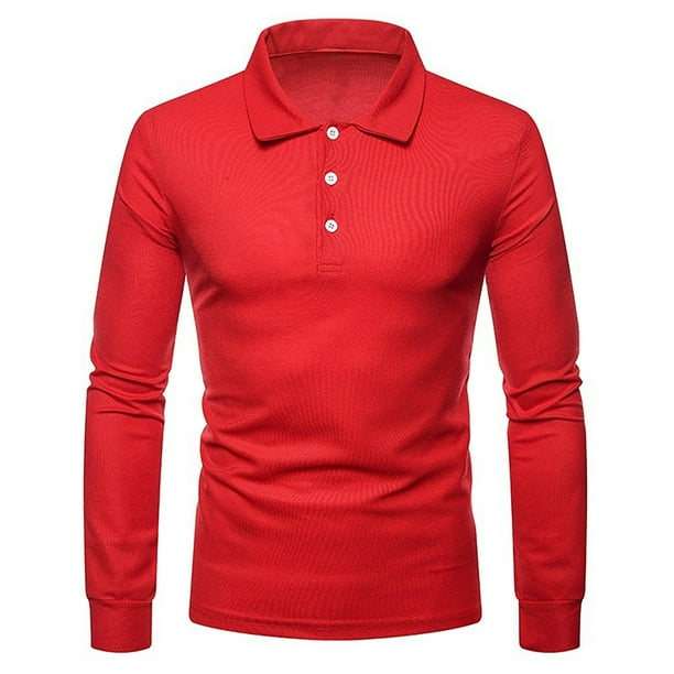 pstuiky camisa de manga larga para hombre, Camisa de manga larga con botones y cuello alto para hombre, color liso salir tops l