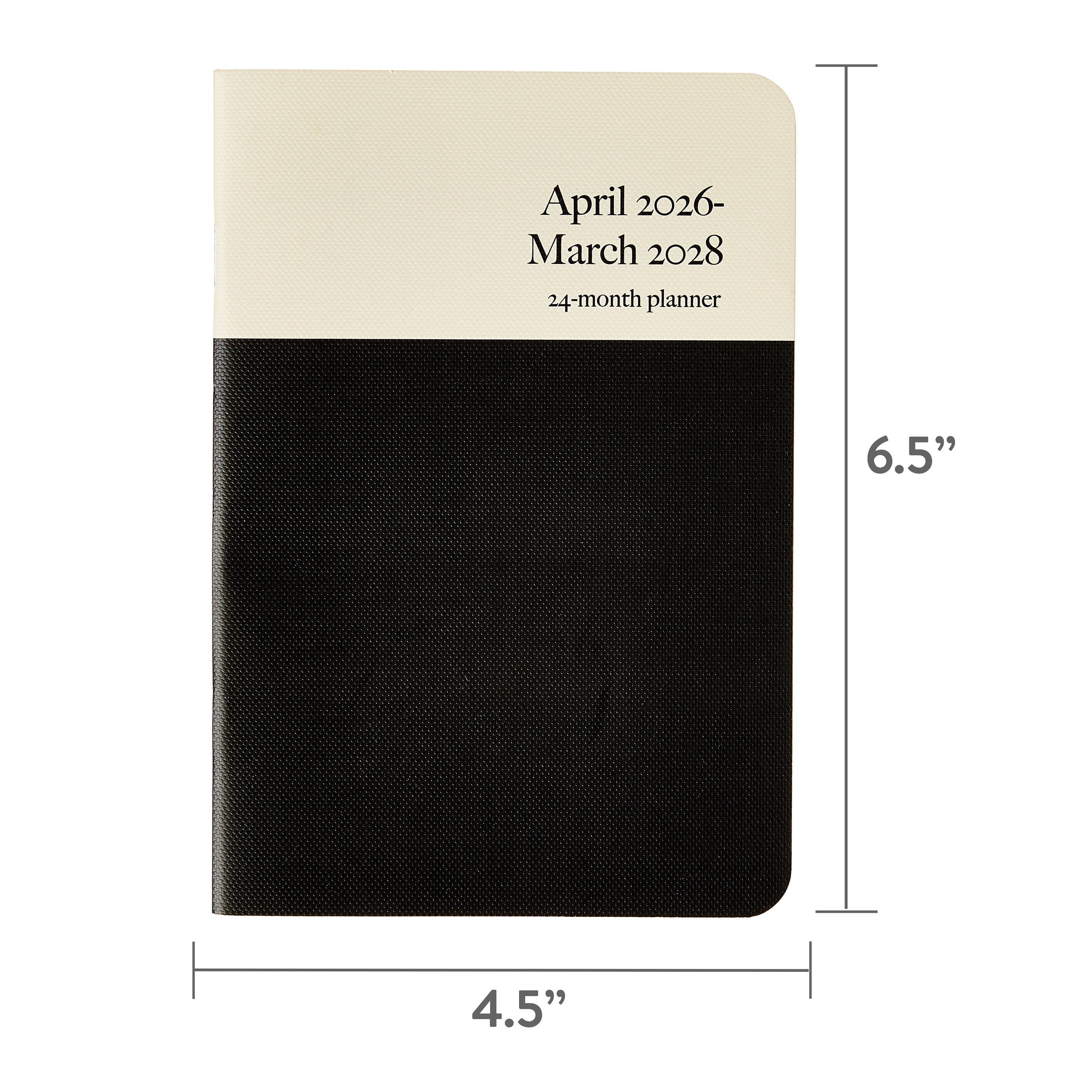 Pen+ Gear Monthly Small (4.5" x 6.5") Two-Tone Papyruse Beige and Black Textured 24 Month Pocket Planner