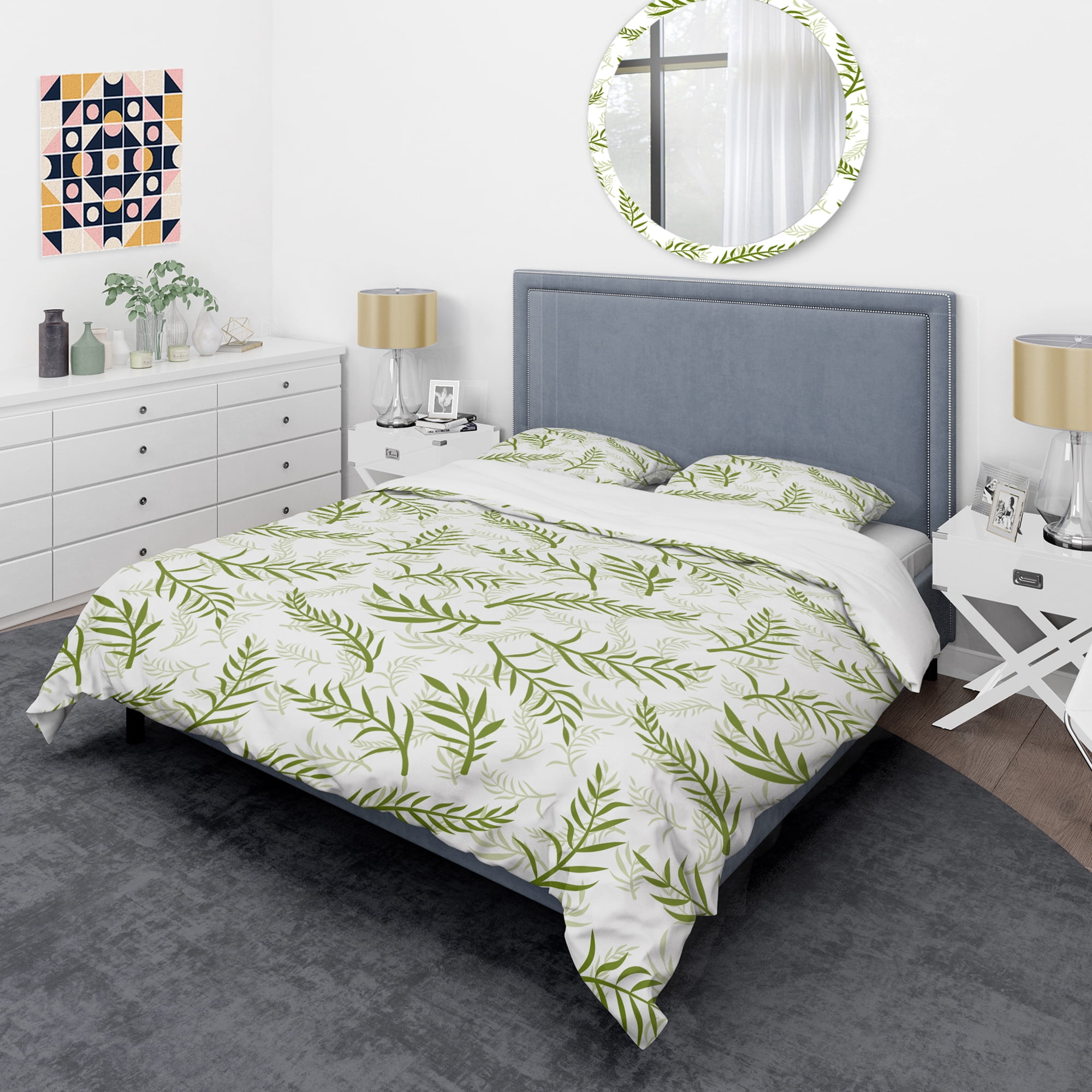 Designart 'Tropical Botanicals I ' Mid-Century Modern Duvet Cover Set