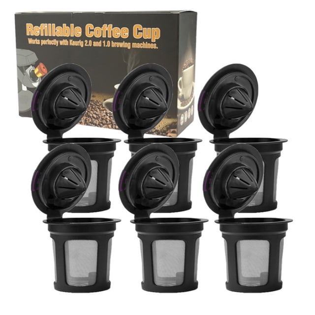 Zootealy Coffee Capsules Cup Refillable Reusable Coffee Filters Enlarge Mesh Strainer Large Inlet with Brush & Spoon Replacement for Keurig 2.0 and 1.0 8-Pack